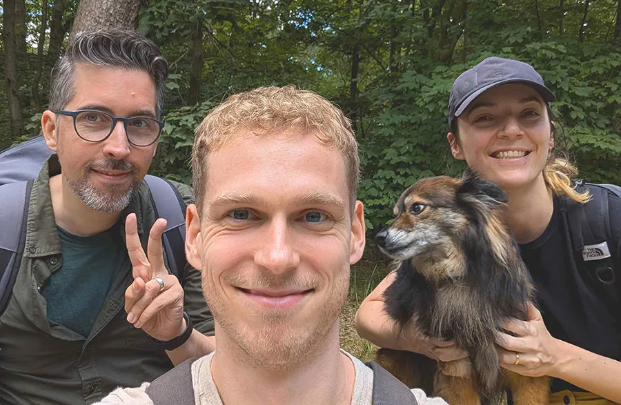 Sudden Forest Founders: Laura (with her dog Seti), Matt and Anton